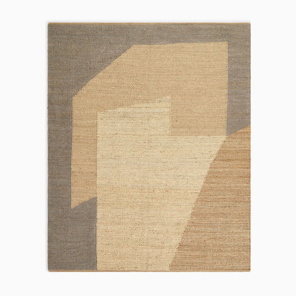 Angled Modern Form Jute Rug, Natural, 3'X5'