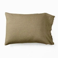 Euro Linen Ruffle Pillowcase, Standard, Alabaster