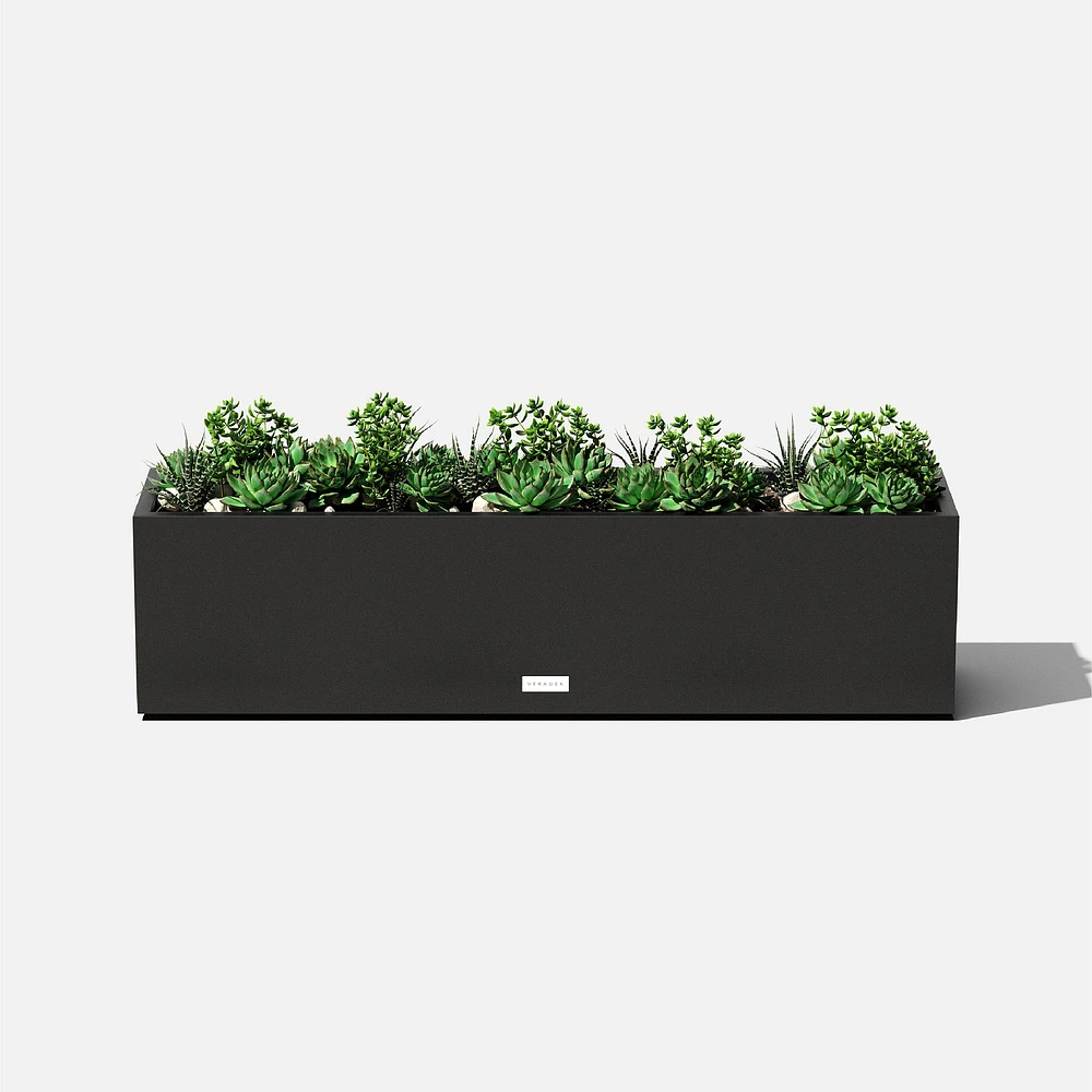 Metallic Series Window Box Planter, Small, 36"W x 9"D 9"H, Black