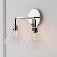 Sculptural 2-Light Sconce, Cone Mini, Clear, Chrome, 8"