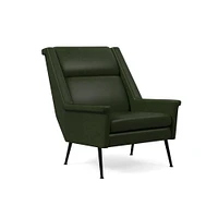 Carlo Highback Chair, Poly, Saddle Leather, Nut, Brass