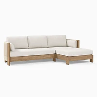 Porto Outdoor 2-Piece Chaise Sectional, 105", Left Arm Sofa, Right Chaise, Driftwood, Pearl Gray