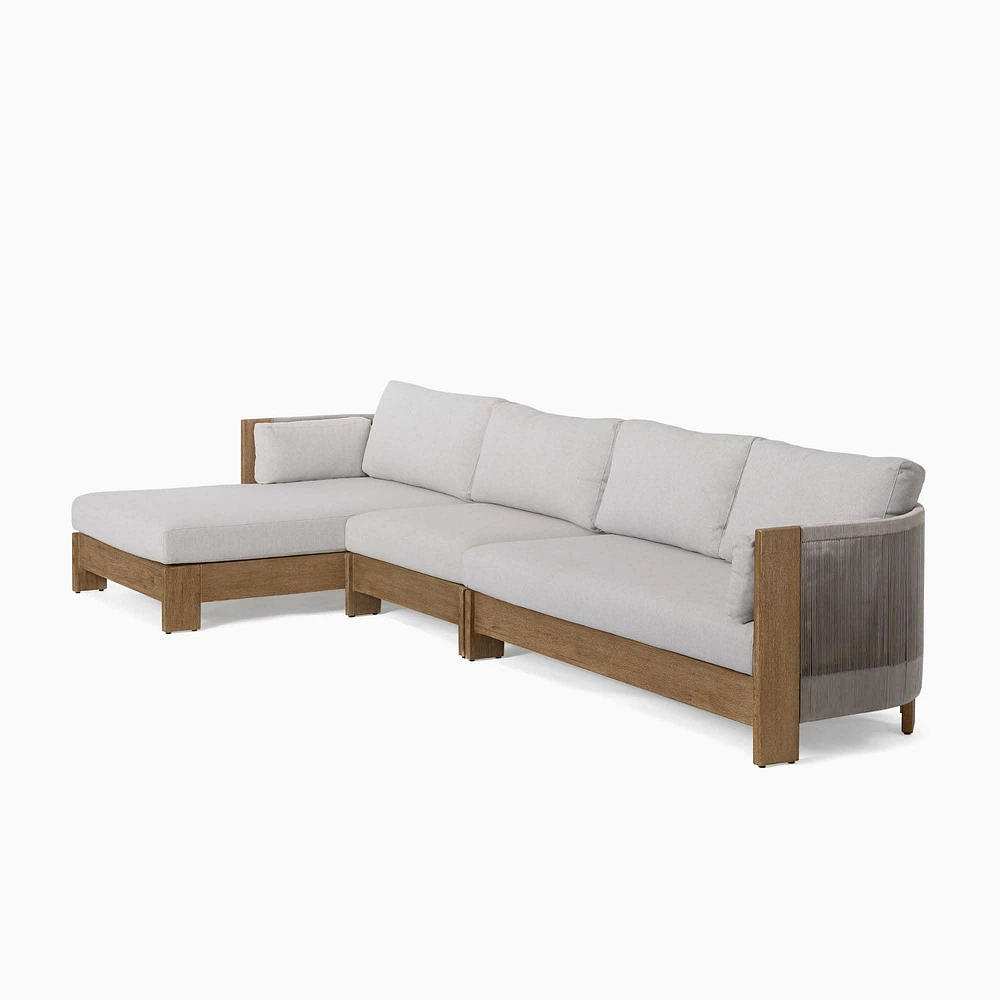 Porto Outdoor 2-Piece Chaise Sectional 134", Left Arm Sofa, Right Chaise, Driftwood, Pearl Gray