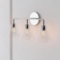 Sculptural 3-Light Sconce, Cone Mini, Clear, Chrome, 8"