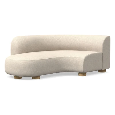 Chip & Dent: Laurent Left Arm Wedge Chaise, Yarn Dyed Boucle, Alabaster