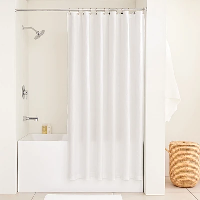 Open Box:European Flax Linen Shower Curtain, White, 72"x74"