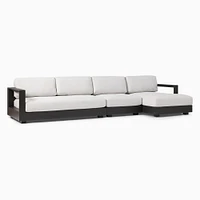 Telluride Aluminum Outdoor 145.5in 3 Piece Chaise Sectional, LA Sofa, Single, RA Chaise, Dark Bronze