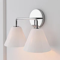 Sculptural 2-Light Sconce, Cone Mini, Clear, Chrome, 8"