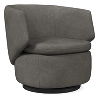 Crescent Swivel Chair, Poly, Saddle Leather, Nut