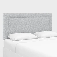 Upholstered Bordered Headboard, Queen, Performace Velvet, Dove Gray