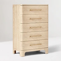 Leonora 5 Drawer Dresser, Cerused Light Oak