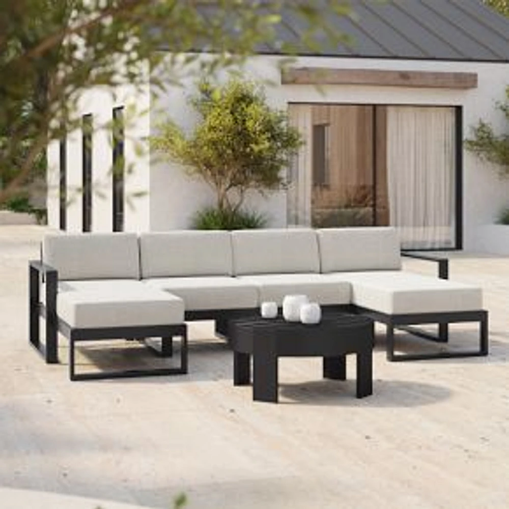 Portside Aluminum Outdoor 116in 4 Piece U Shaped Sectional, Dark Bronze