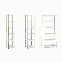 Zane Wide Bookshelf & 2 Narrow Bookshelves Set, White