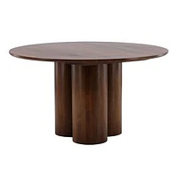 Xhaiden 54" Round Dining Table In Mango Wood, Medium Brown