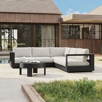 Telluride Aluminum Outdoor 115in 3 Piece L Shaped Sectional, Dark Bronze