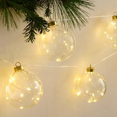 Gold Cap String Lights Clear Glass W/ Gold Wire 120" Led Plug-In 12 Count