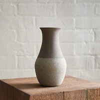 Sierra Salt Fired Ceramic Angled Vase, Small, Natural