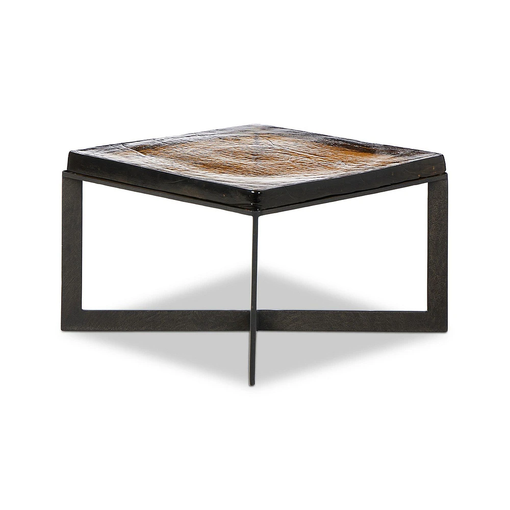 Zelaina 25" Cast Glass Coffee Table, Amber