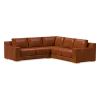 Dalton Sectional Set 10: LA 78" Sofa, Corner, RA Down, Saddle Leather, Nut, Almond