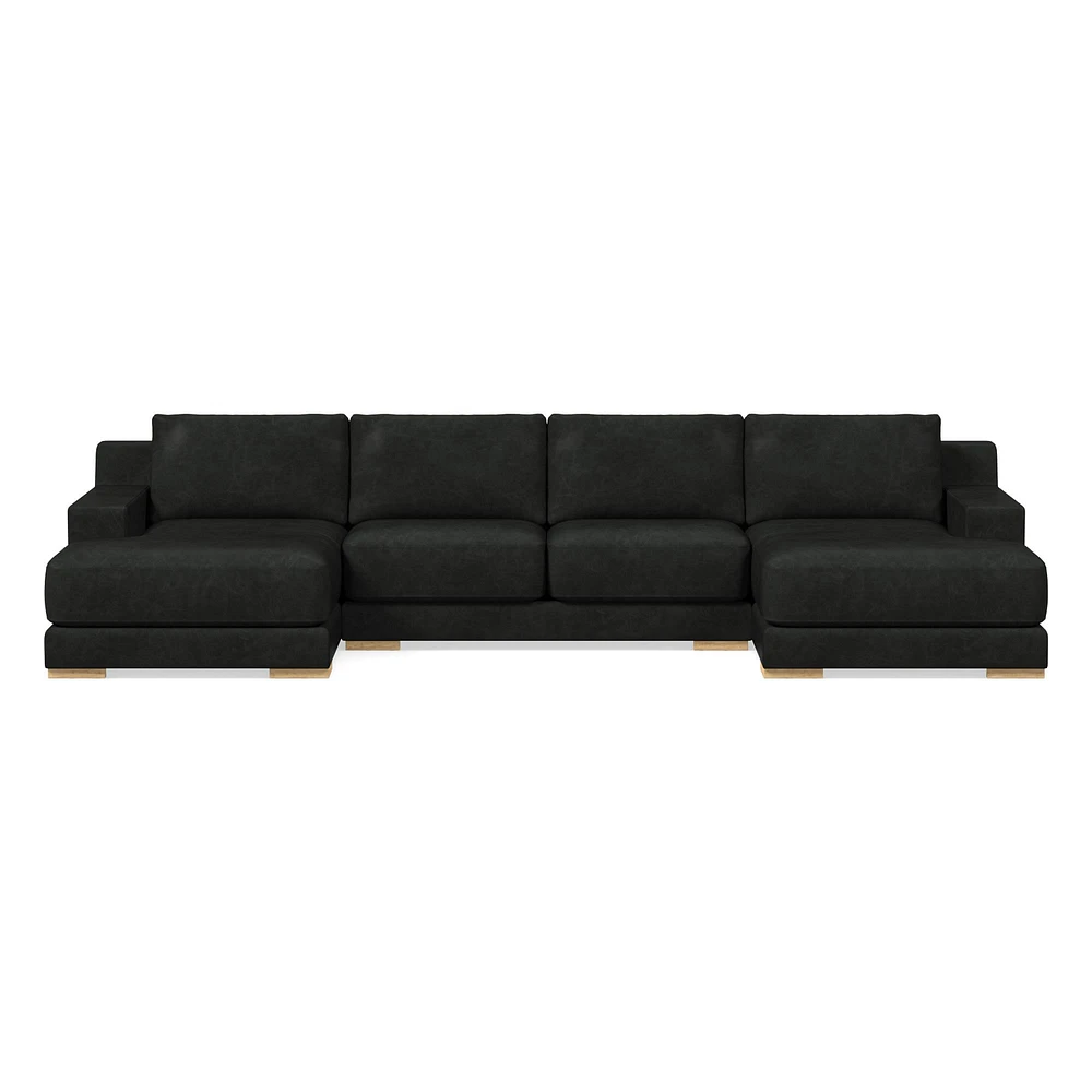 Dalton Sectional Set 23: LA Chaise, Armless Double, RA Down, Saddle Leather, Nut, Almond