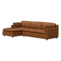 Marin 114" Left 2-Piece Chaise Sectional, Standard Depth, Saddle Leather, Nut