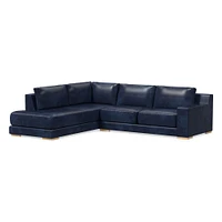 Dalton Sectional Set 05: LA 68" Sofa, RA Bumper Chaise, Down, Ludlow Leather, Black, Black