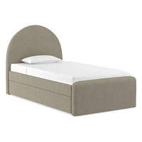 Elora Arched Upholstered Trundle, Twin, Performance Yarn Dyed Linen Weave, Alabaster