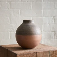 Sierra Salt Fired Ceramic Angled Vase, Small, Natural