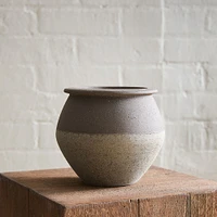 Sierra Salt Fired Ceramic Angled Vase, Small, Natural