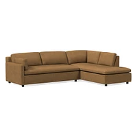 Marin 114" Left 2-Piece Bumper Chaise Sectional, Standard Depth, Saddle Leather, Nut