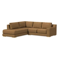 Dalton Sectional Set 05: LA 68" Sofa, RA Bumper Chaise, Down, Ludlow Leather, Black, Black