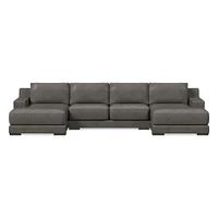 Dalton Sectional Set 23: LA Chaise, Armless Double, RA Down, Saddle Leather, Nut, Almond