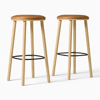 Wylie Bar Stool, Ludlow Leather, Sesame, Blonde