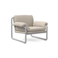 Desmond Chair, Deluxe Linen, Sand, Polished Stainless Steel