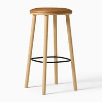 Wylie Bar Stool, Ludlow Leather, Sesame, Blonde