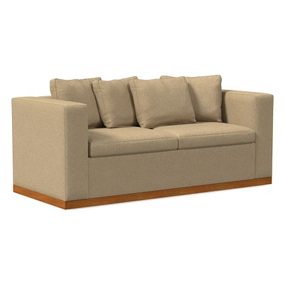 Open Box: Newport Modular 92" Toss-Back Cushion Sofa, Chenille Tweed, Camel, Pecan