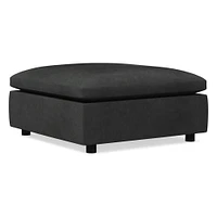 Marin Large Square Ottoman, Down, Saddle Leather, Nut, Concealed Support