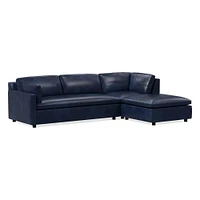 Marin 114" Right 3-Piece Ottoman Sectional, Standard Depth, Saddle Leather, Nut