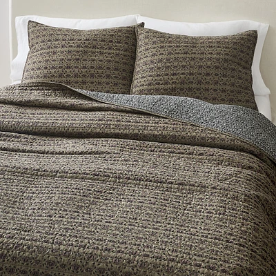 Gemma Reversible Print Mix Full/Queen Quilt, Dark Olive