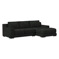 Dalton 111" Right 2-Piece Chaise Sectional, Ludlow Leather, Navy, Black