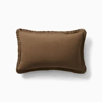 Tencel Linen Fringe Pillow Cover 12x21, Cognac