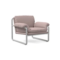 Desmond Chair, Deluxe Linen, Sand, Polished Stainless Steel