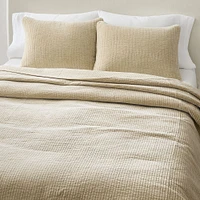 Washed Cotton Velvet Full/Queen Coverlet, Sand