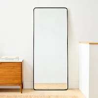 Modern Streamline Floor Mirror, Antique Brass