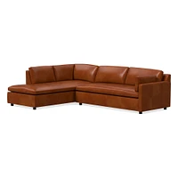 Marin 114" Left 2-Piece Bumper Chaise Sectional, Standard Depth, Saddle Leather, Nut