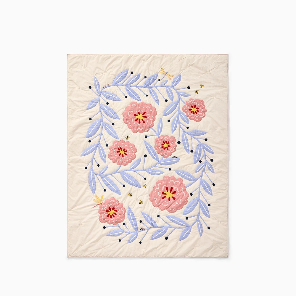 Little Garden Floral Quilt, Pink , Twin