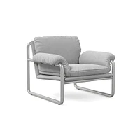 Desmond Chair, Deluxe Linen, Sand, Polished Stainless Steel