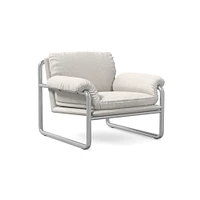 Desmond Chair, Deluxe Linen, Sand, Polished Stainless Steel