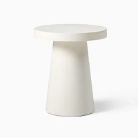 Concrete Pedestal Outdoor 18in Side Table, White