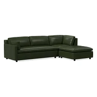 Marin 114" Right 3-Piece Ottoman Sectional, Standard Depth, Saddle Leather, Nut